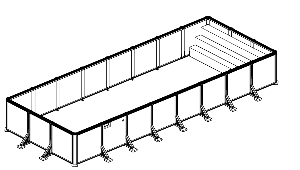 A drawing of an empty stadium with seats.