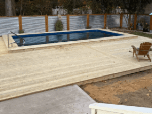 Pool in backyard