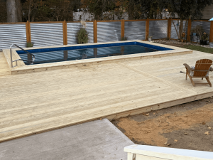 Pool in backyard